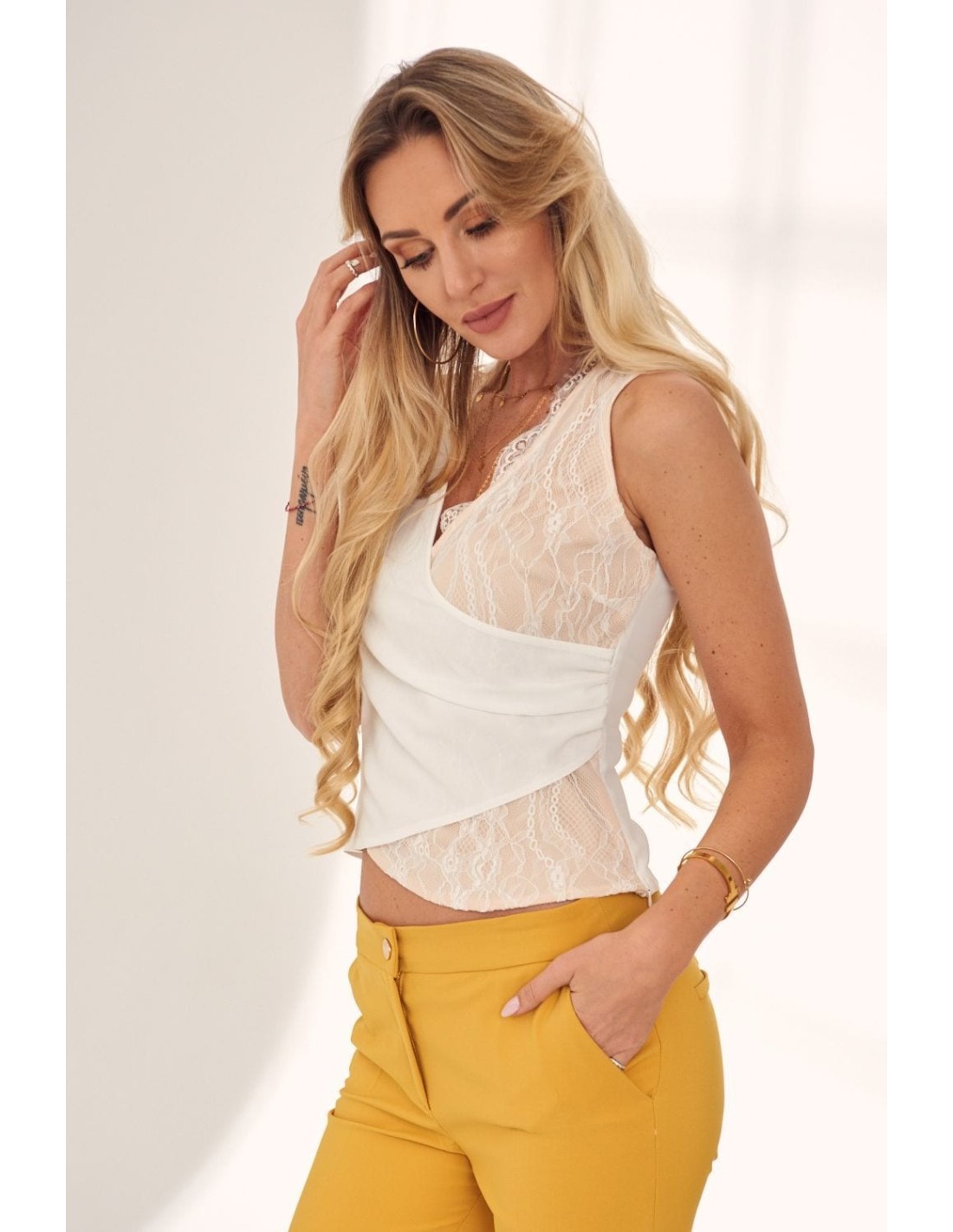 Elegant cream lace blouse PR95011 - Online store - Boutique